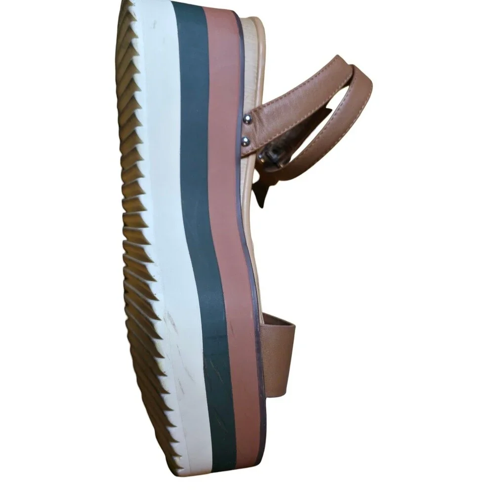 Steve Madden Platform Sandals Leather Women's Size 9.5M Tan Multicolor